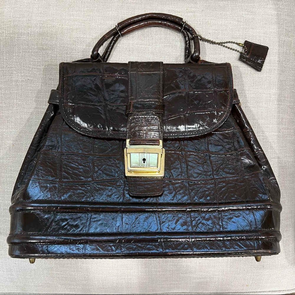 Vintage Park Lane Dark Brown Crocodile Bag